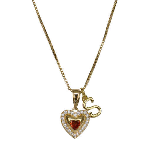 Heart led initial necklace