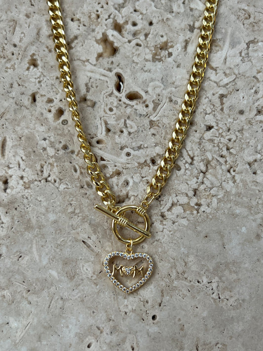 Mama heart toggle necklace