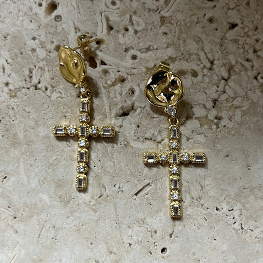 The drop cross earrings