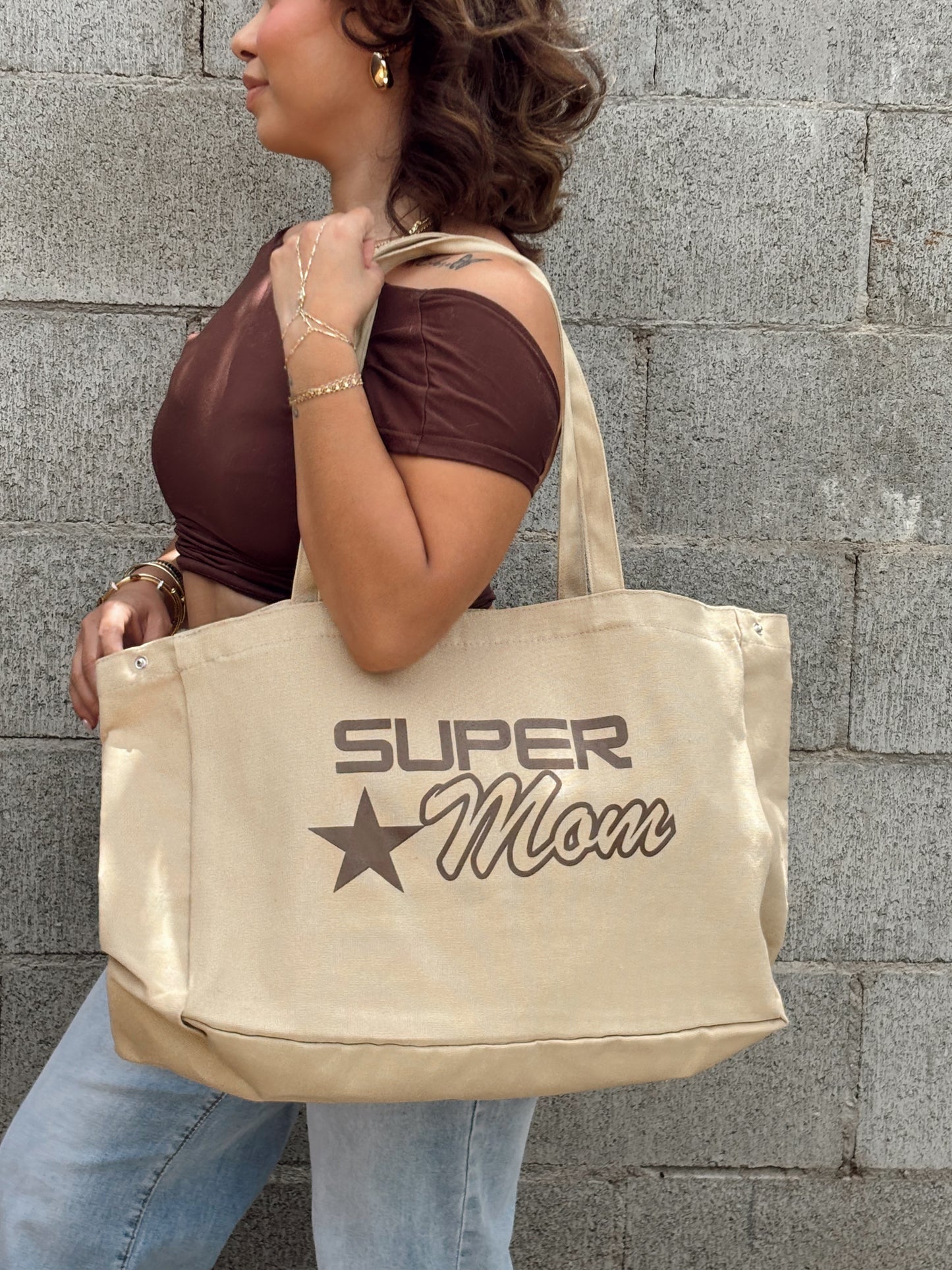 Super mom oversized tote bag