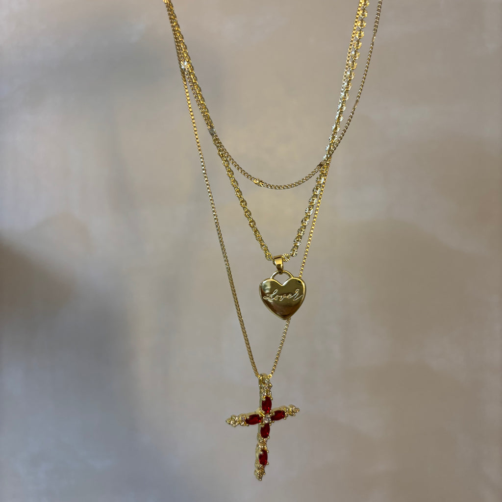Crimson Cross Necklace